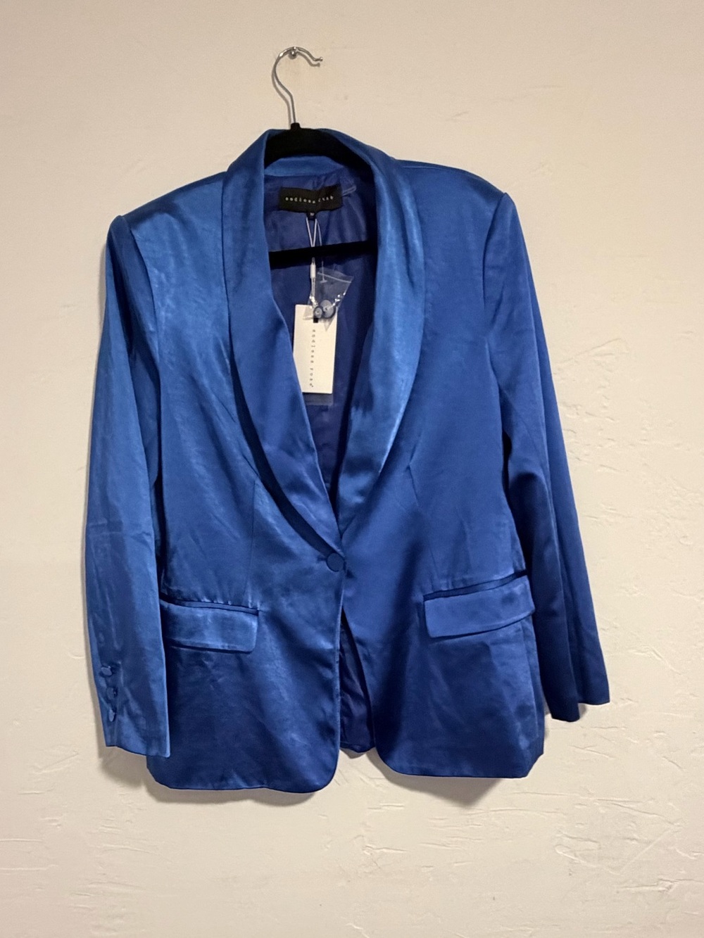 NWT Endless Rose Satin Cobalt Blue Oversized Blazer Women’s Sz: Medium